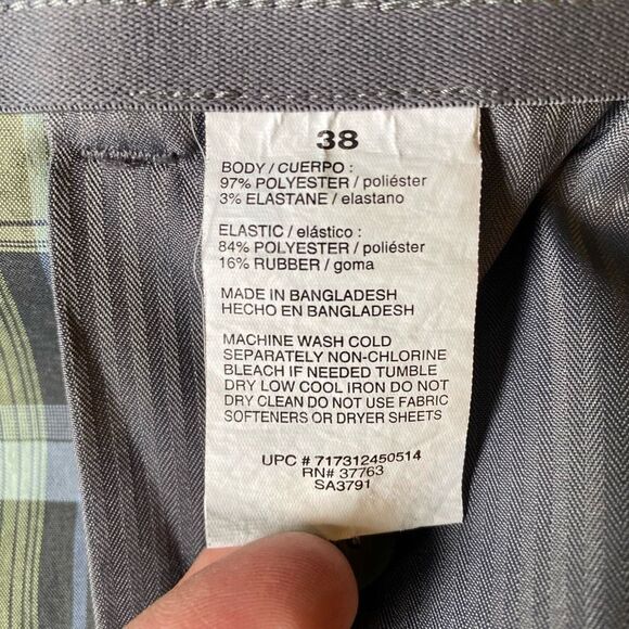 PGA Tour Golf Shorts Plaid Flat Front Blue Green Lightweight 5-Pocket Size 38 - Picture 6 of 6